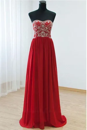 Sweetheart Red Chiffon Prom dress Evening Dress PG 238