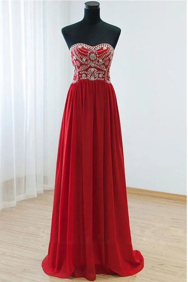 Sweetheart Red Chiffon Prom dress Evening Dress PG 238