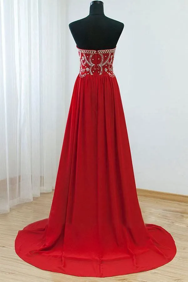 Sweetheart Red Chiffon Prom dress Evening Dress PG 238