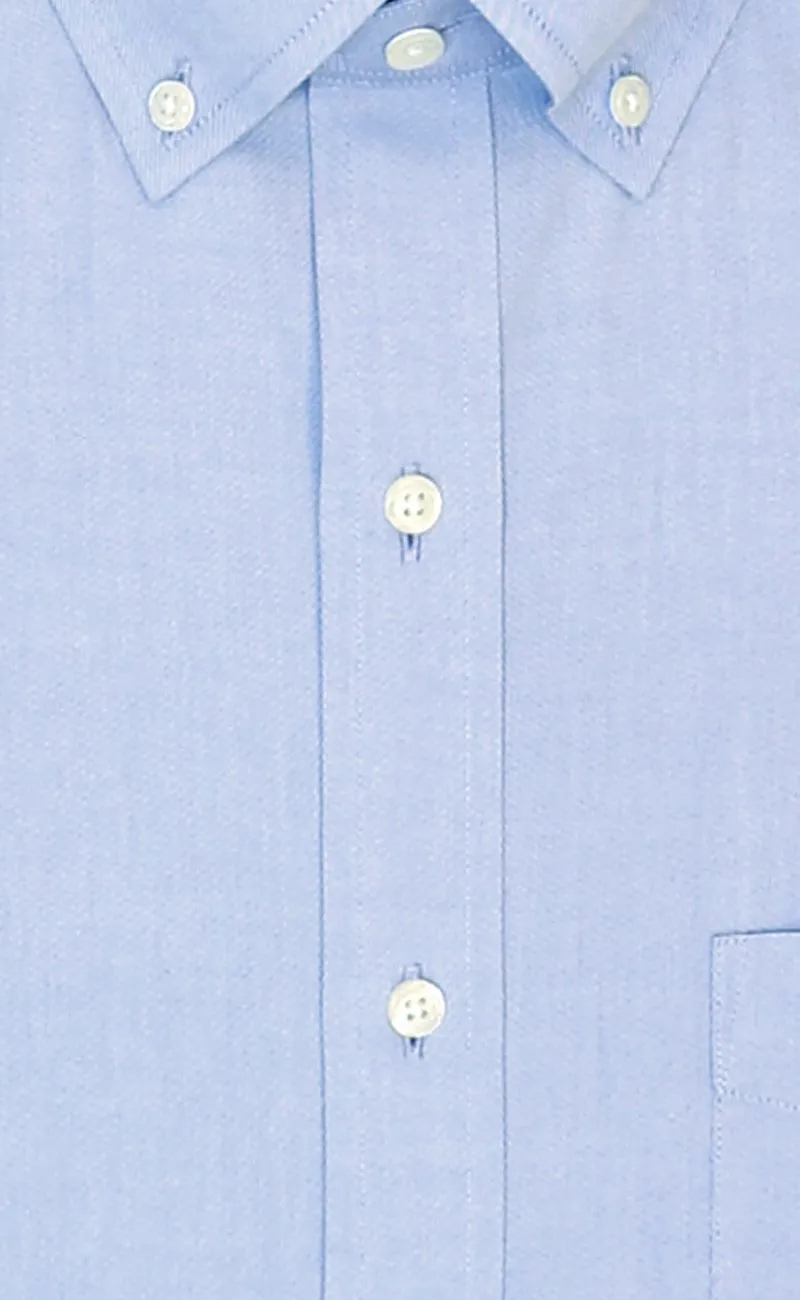 Tailored Fit Blue Solid Button-Down Collar Supima® Cotton Non-Iron Pinpoint Oxford Dress Shirt (B/T)