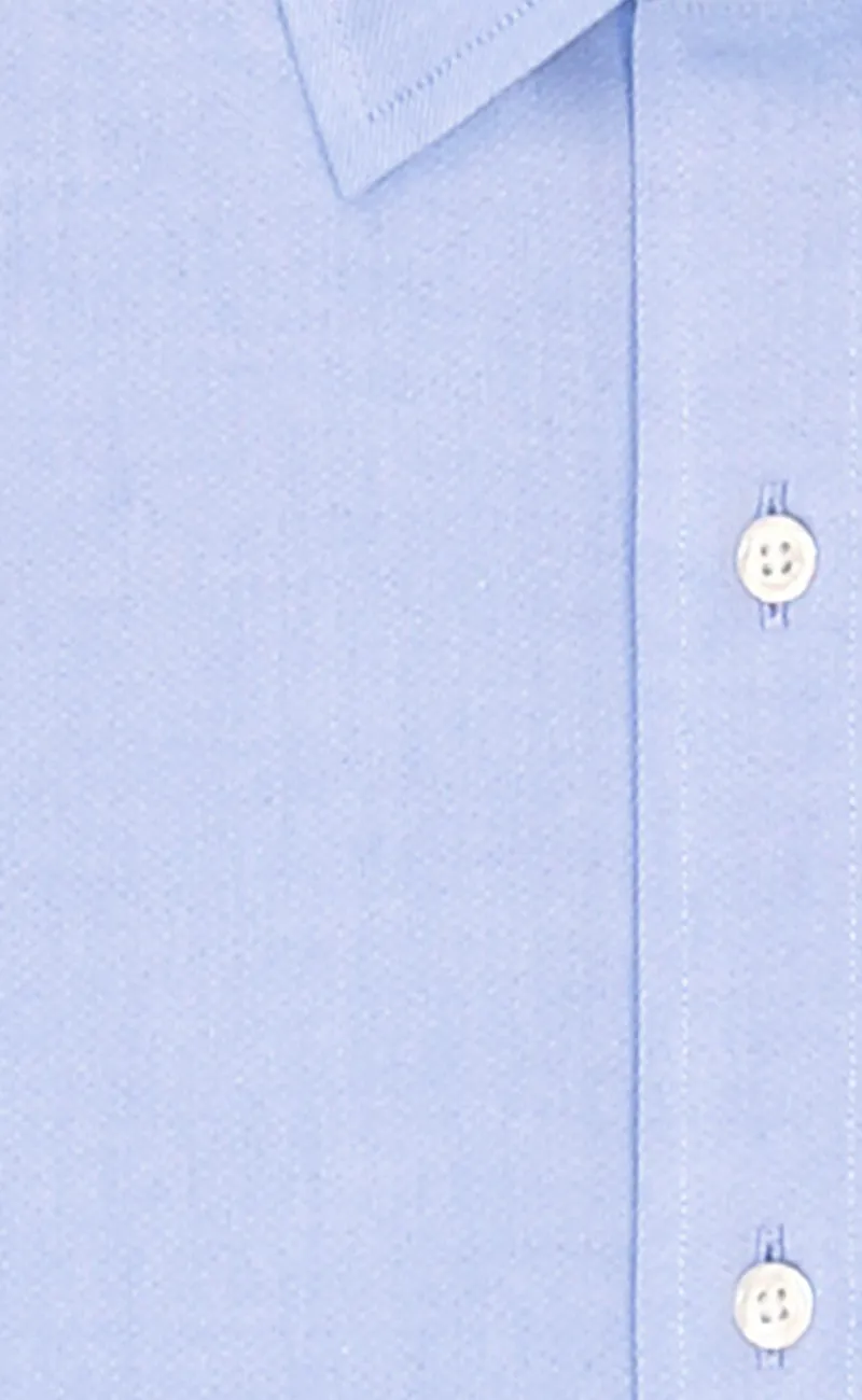 Tailored Fit Blue Solid Spread Collar Supima® Cotton Non-Iron Pinpoint Oxford Dress Shirt