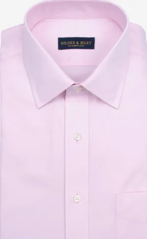 Tailored Fit Pink Solid Spread Collar Supima® Cotton Non-Iron Pinpoint Oxford Dress Shirt