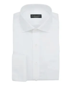 Tailored Fit White Royal Oxford English Spread Collar French Cuff Supima® Cotton Non-Iron Dress Shirt