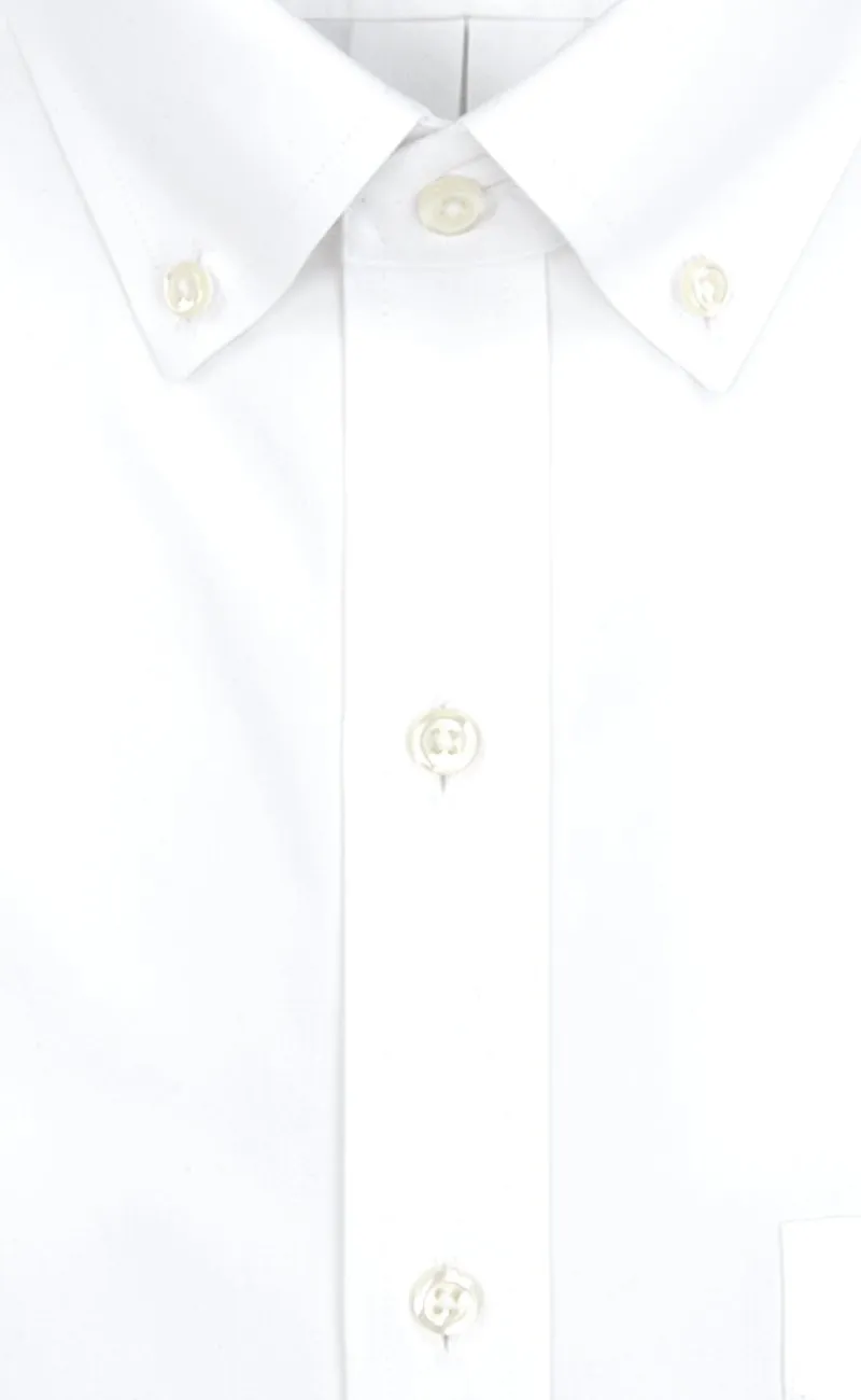 Tailored Fit White Solid Button-Down Collar Supima® Cotton Non-Iron Pinpoint Oxford Dress Shirt (B/T)
