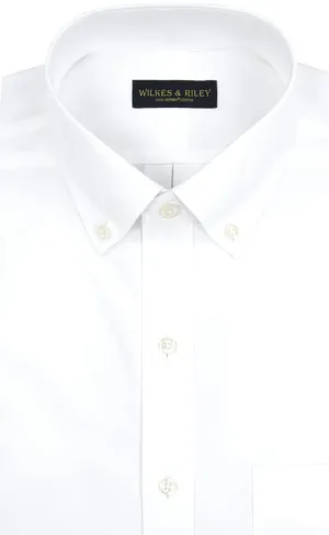 Tailored Fit White Solid Button-Down Collar Supima® Cotton Non-Iron Pinpoint Oxford Dress Shirt (B/T)
