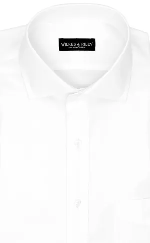 Tailored Fit White Solid English Spread Collar Supima® Cotton Non-Iron Pinpoint Oxford Dress Shirt (B/T)