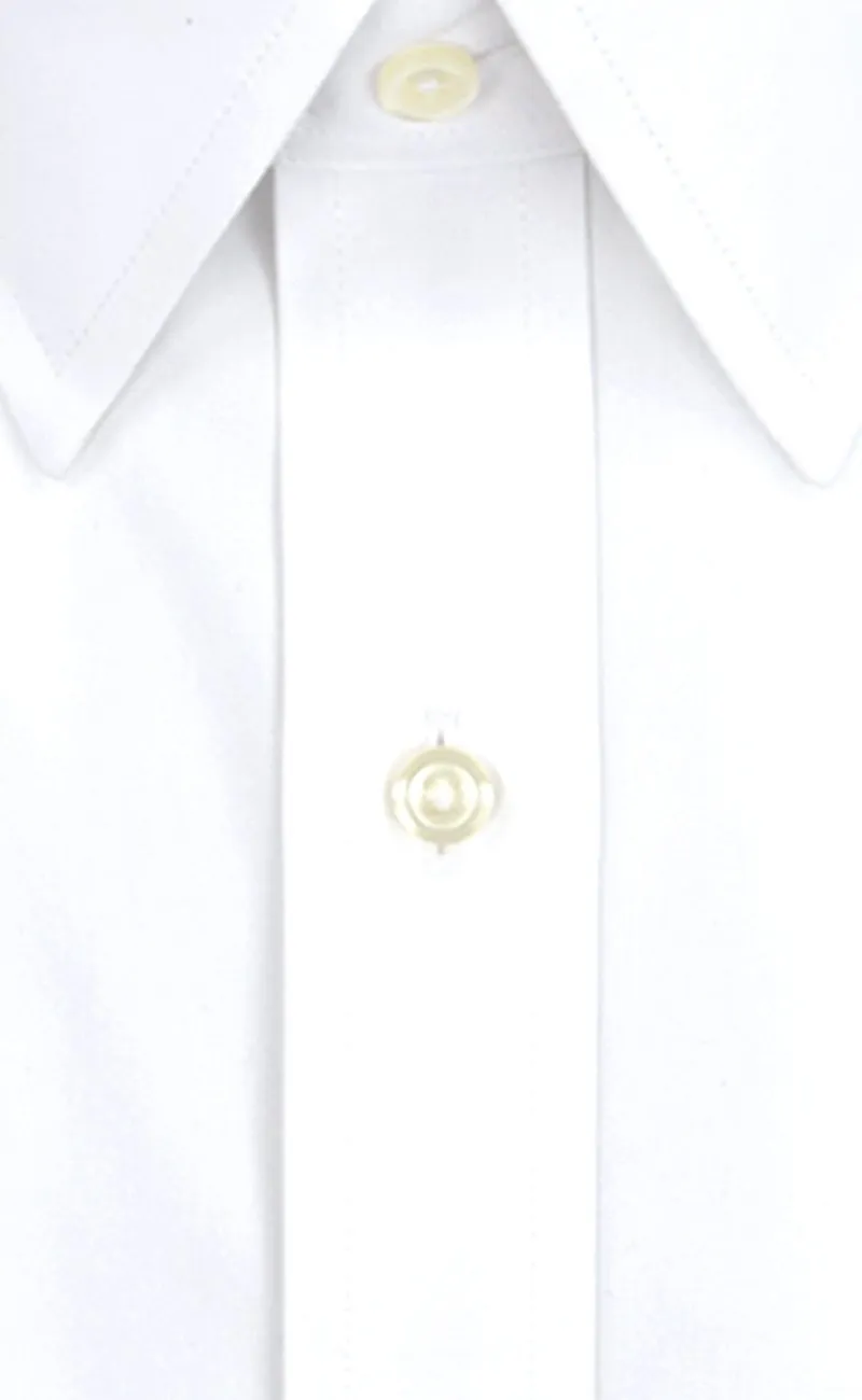 Tailored Fit White Solid Point Collar Supima® Cotton Non-Iron Pinpoint Oxford Dress Shirt (B/T)