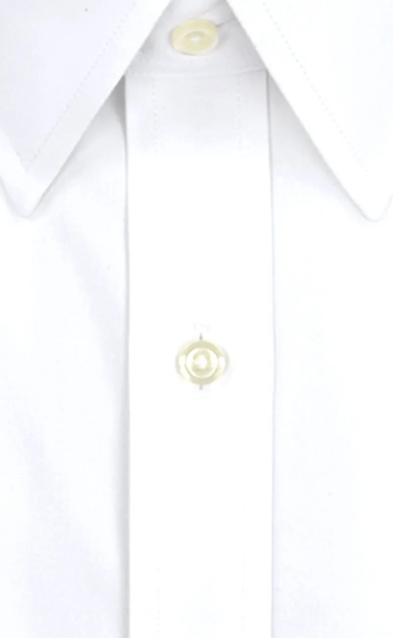 Tailored Fit White Solid Point Collar Supima® Cotton Non-Iron Pinpoint Oxford Dress Shirt