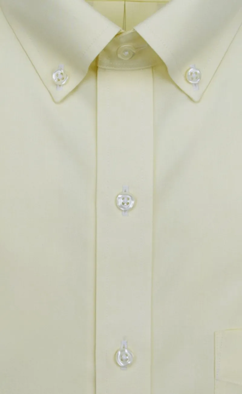 Tailored Fit Yellow Solid Button-Down Collar Supima® Cotton Non-Iron Pinpoint Oxford Dress Shirt (B/T)