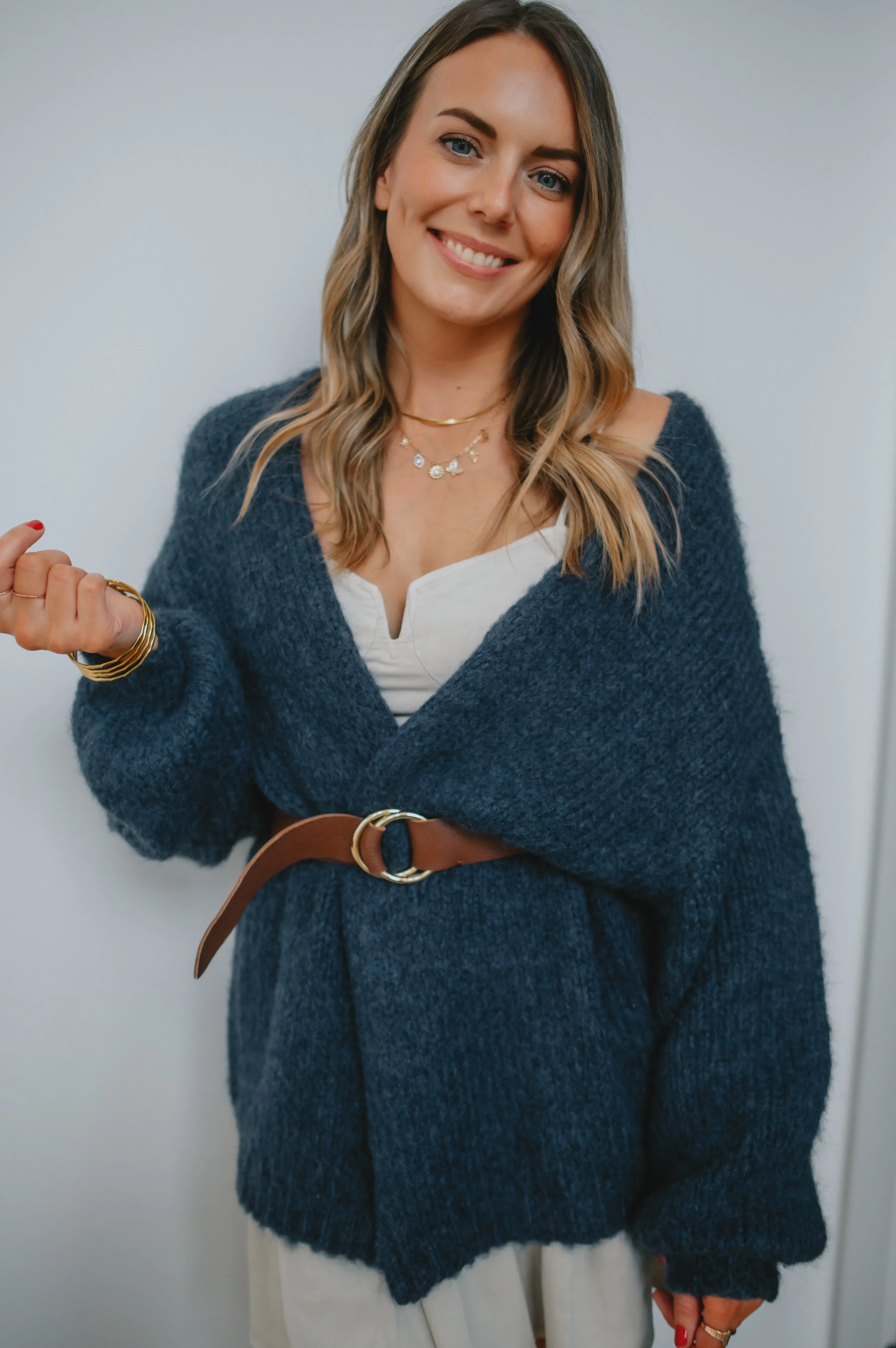 The Marlowe Cardigan x The Blush Home - Oxford Blue - PLUS
