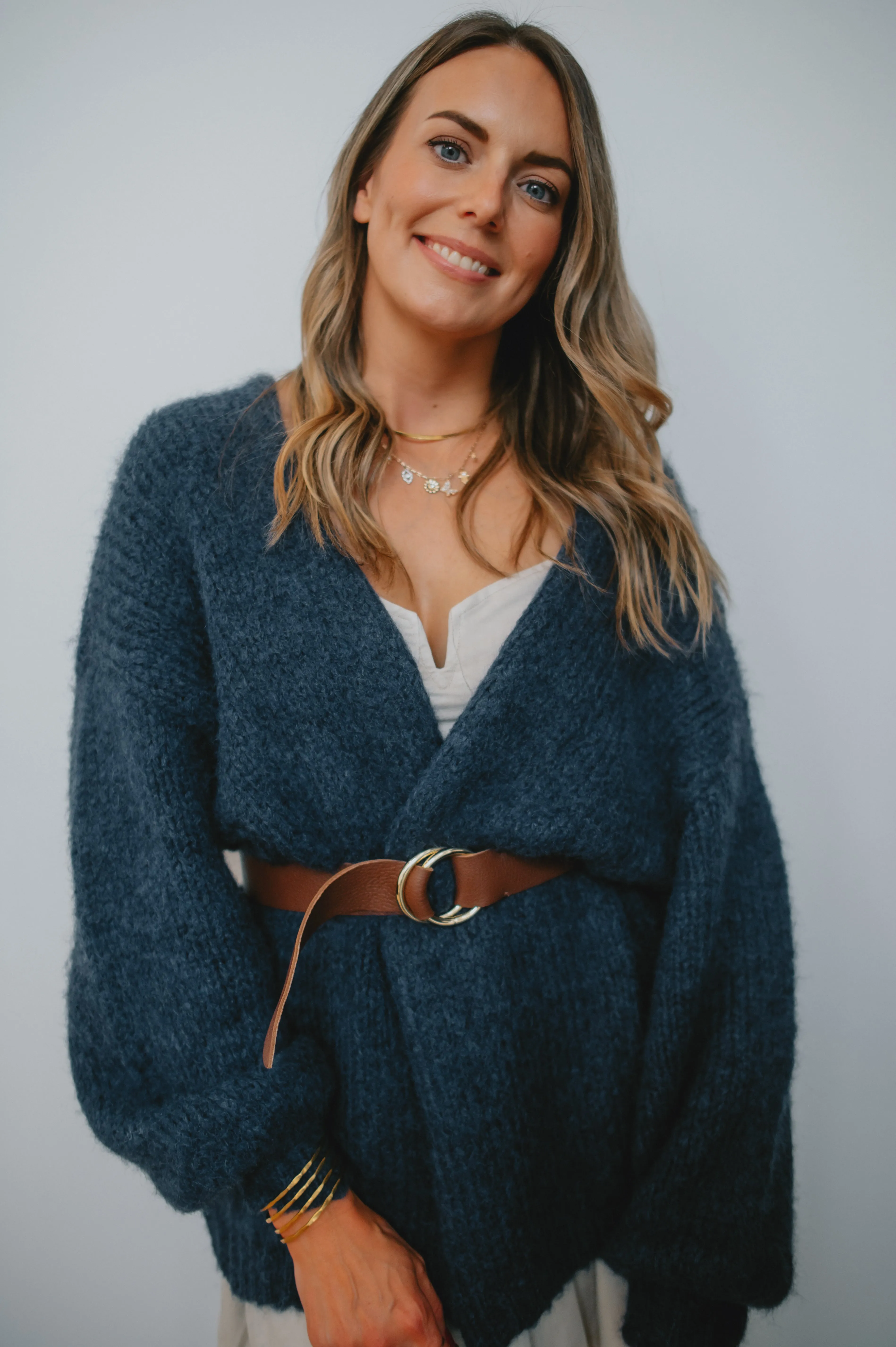 The Marlowe Cardigan x The Blush Home - Oxford Blue - PLUS