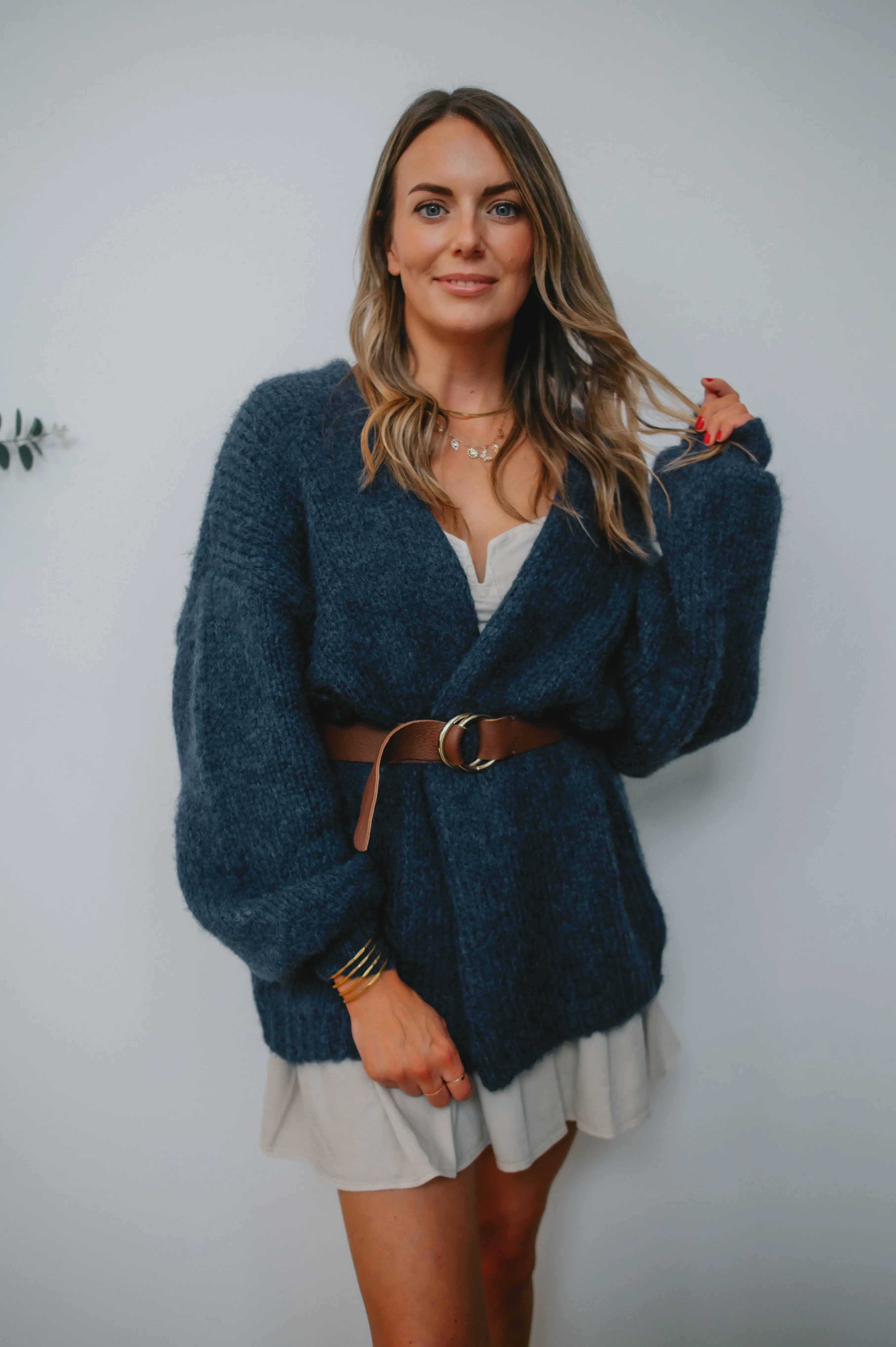 The Marlowe Cardigan x The Blush Home - Oxford Blue - PLUS