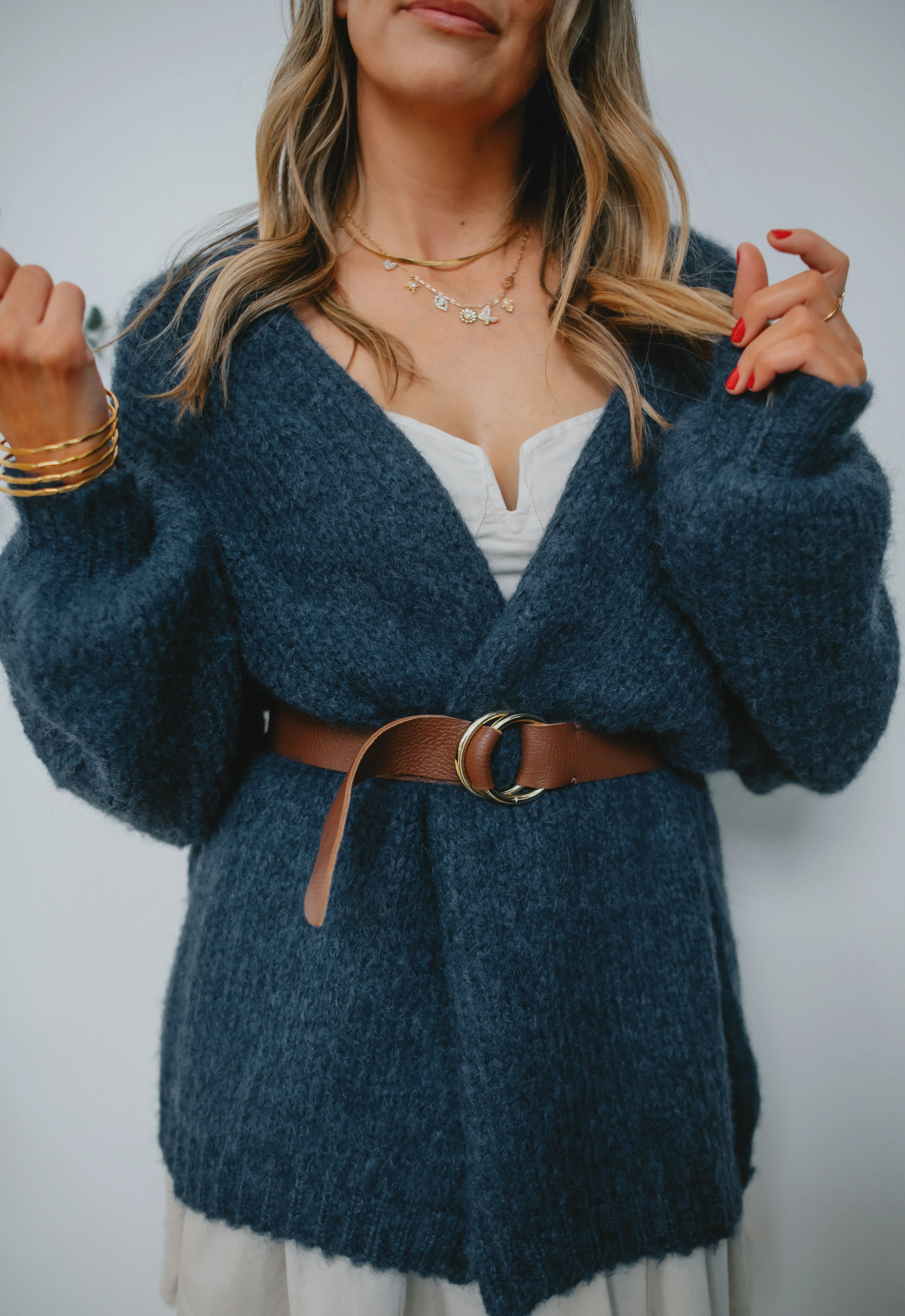 The Marlowe Cardigan x The Blush Home - Oxford Blue - PLUS