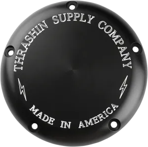 Thrashin Supply Company TSC-3010-4 Derby Cover - Classic - Machine Cut Black Anodized