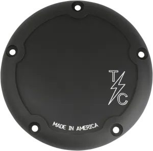 Thrashin Supply Company TSC-3011-4 Derby Cover - Dished - Machine Cut Black Anodized