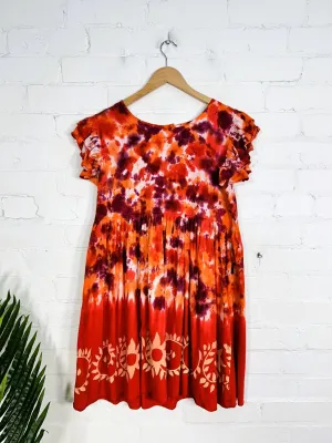 Tie Dye Short Sleeve Short Dress