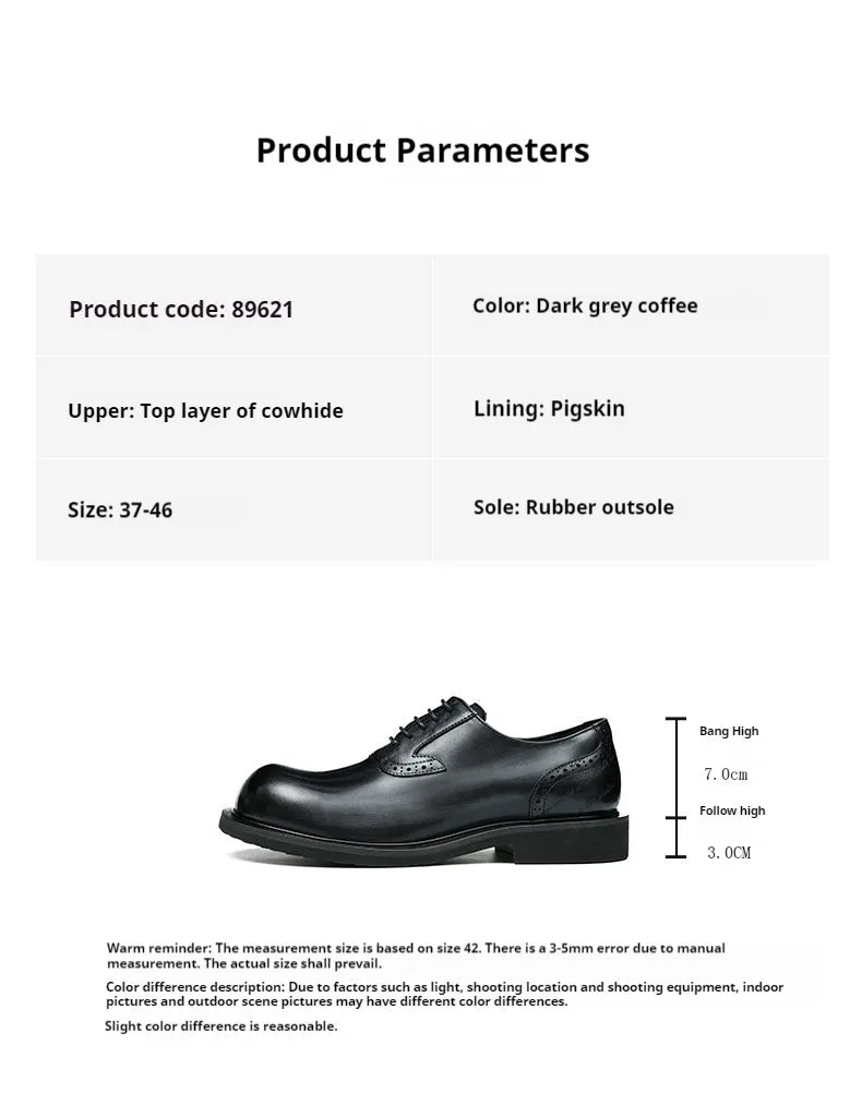 Top Layer Cowhide Men's Leather Shoes Business Casual Leather Shoes Men's Genuine Leather England Style Retro Rub Colored Oxford Shoes Men's round Shoes89621