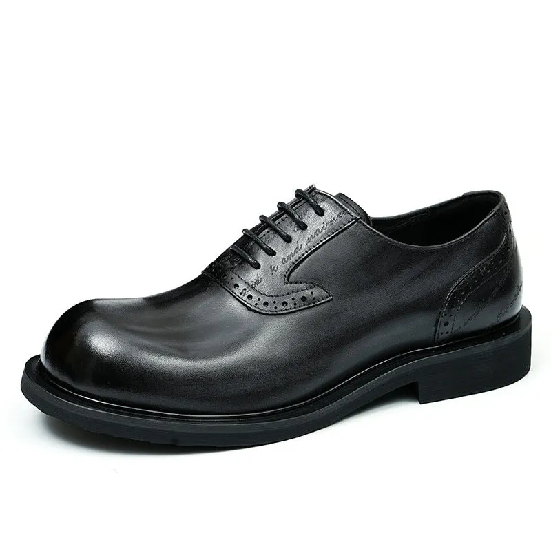 Top Layer Cowhide Men's Leather Shoes Business Casual Leather Shoes Men's Genuine Leather England Style Retro Rub Colored Oxford Shoes Men's round Shoes89621