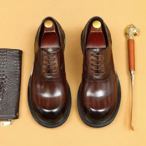 Top Layer Cowhide Men's Leather Shoes Business Casual Leather Shoes Men's Genuine Leather England Style Retro Rub Colored Oxford Shoes Men's round Shoes89621