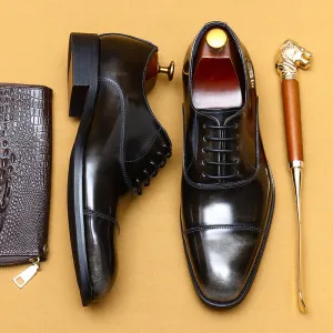 Top Layer Cowhide Men's Leather Shoes Men's Formal Wear Business Genuine Leather Pointed Oxford Shoes Patent Leather Glossy Men's Shoes23559