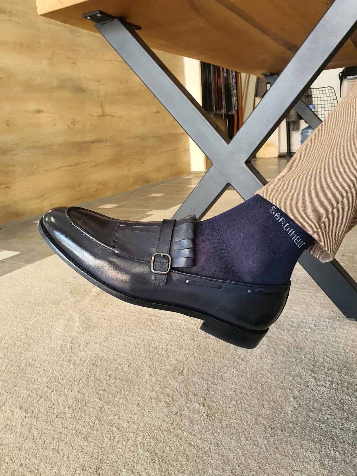 Torino Dark Blue Kilt Loafers