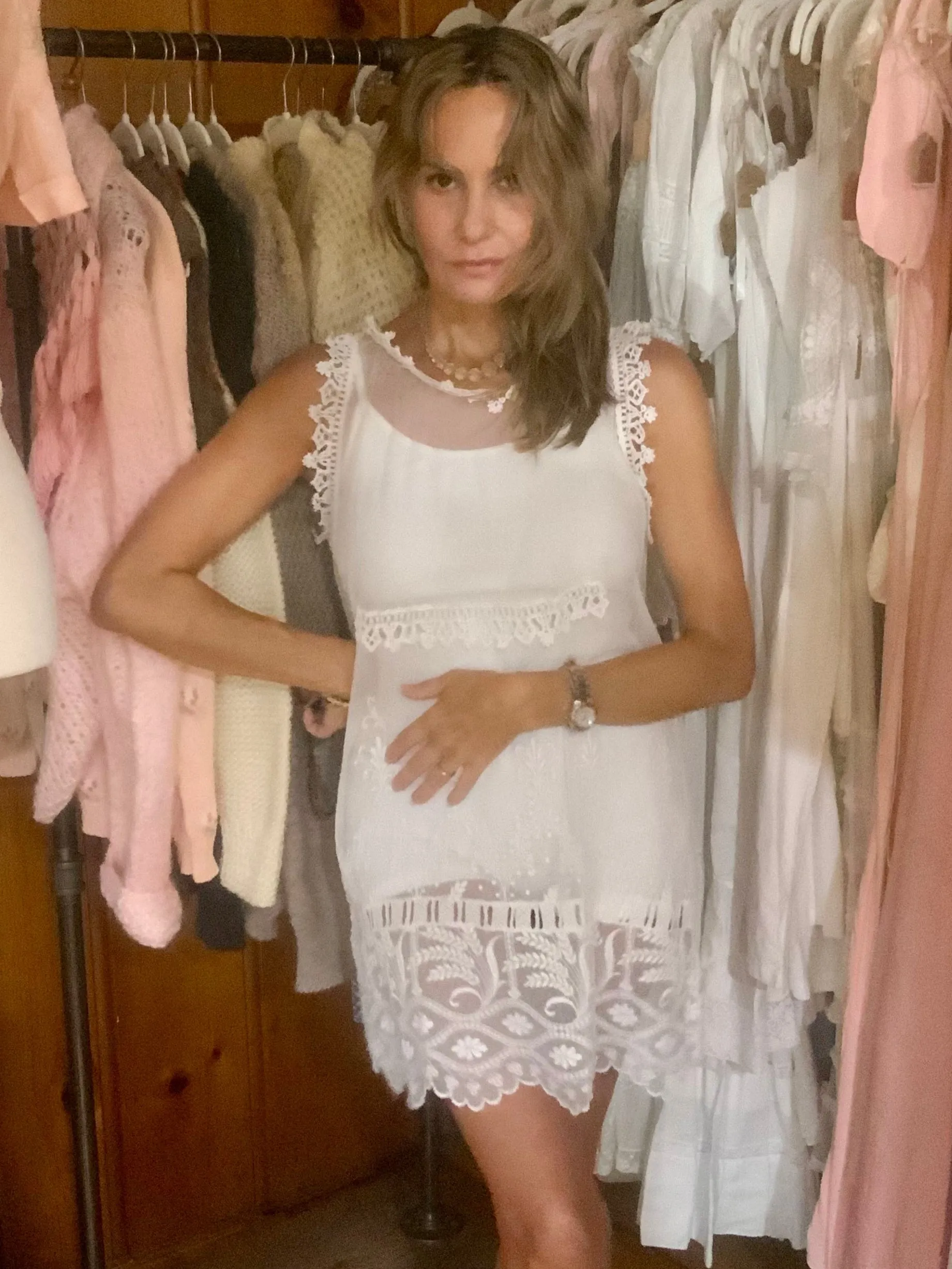 Tulle and Handmade Lace Mini Dress - 20s - 20V