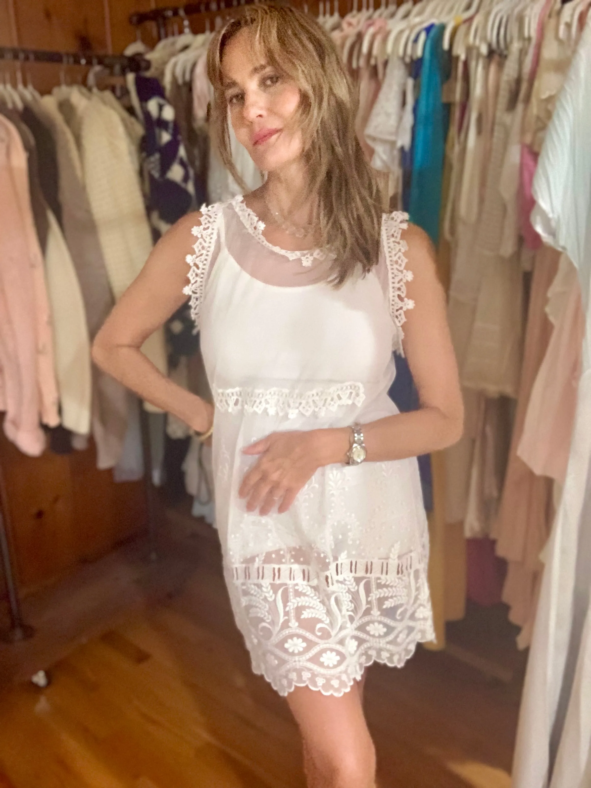 Tulle and Handmade Lace Mini Dress - 20s - 20V