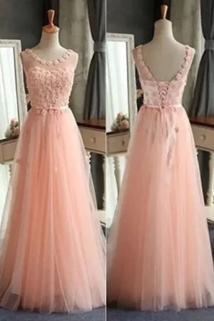 Tulle Prom Dress,A-Line Evening Dress,Scoop prom dresses,Pretty Prom Dress,SVD393