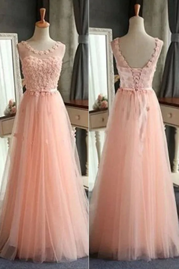 Tulle Prom Dress,A-Line Evening Dress,Scoop prom dresses,Pretty Prom Dress,SVD393