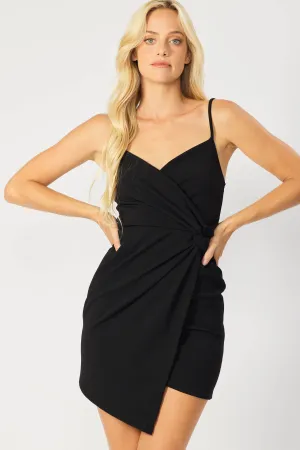 Twist Side Asymmetrical Mini Dress