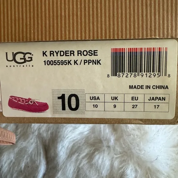 UGG K Ryder Size 10 Kids/Girls Pink New (unused) in Original Box