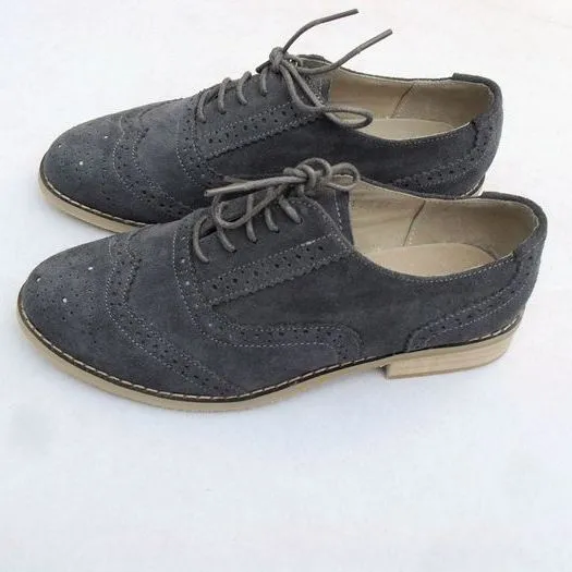 Unisex Grey Derby Brogues  Lace Up