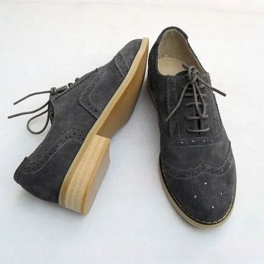 Unisex Grey Derby Brogues  Lace Up