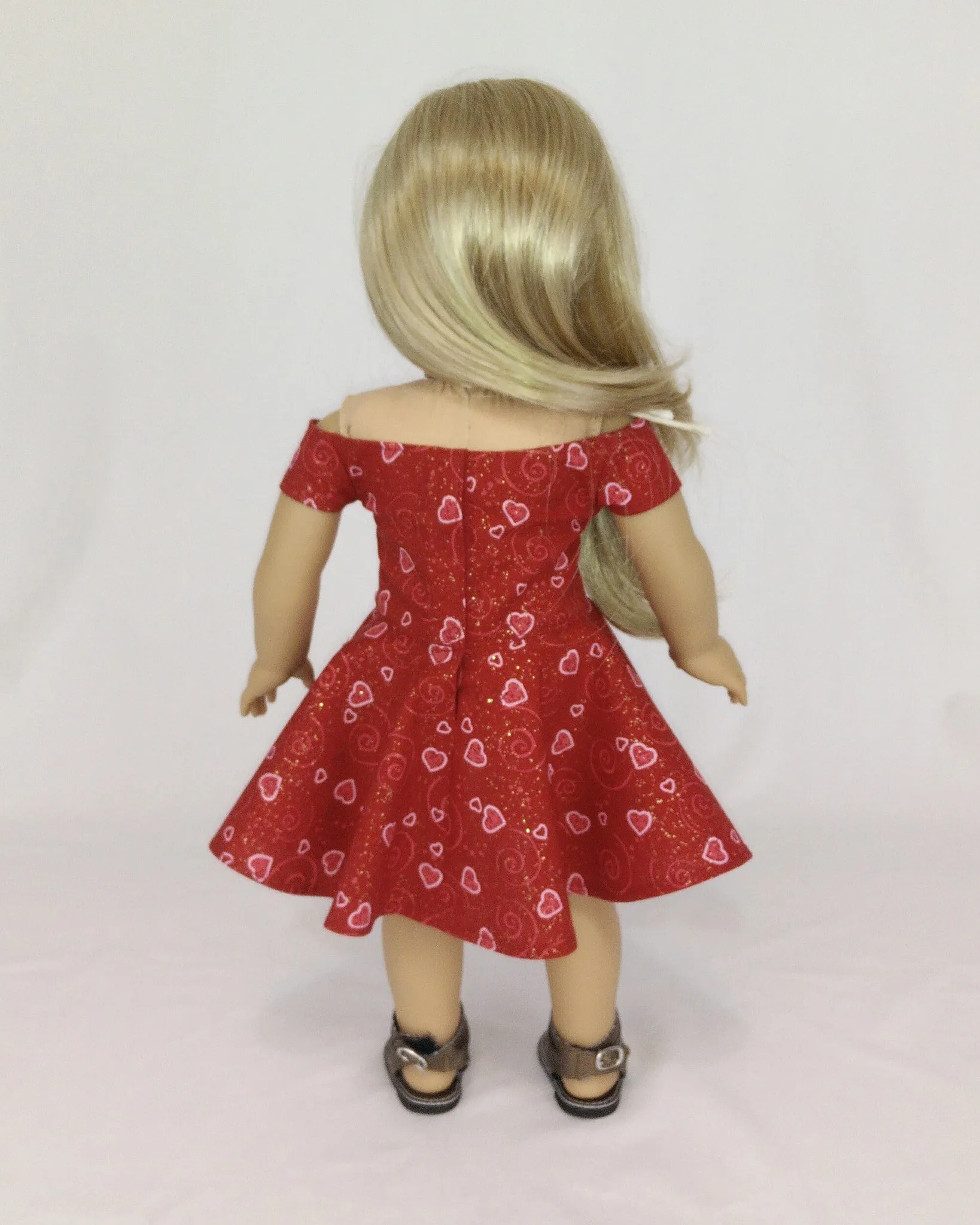 Valentine's Day Dress for American Girl Dolls Red Off Shoulders