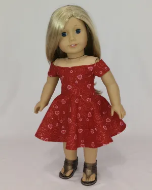 Valentine's Day Dress for American Girl Dolls Red Off Shoulders