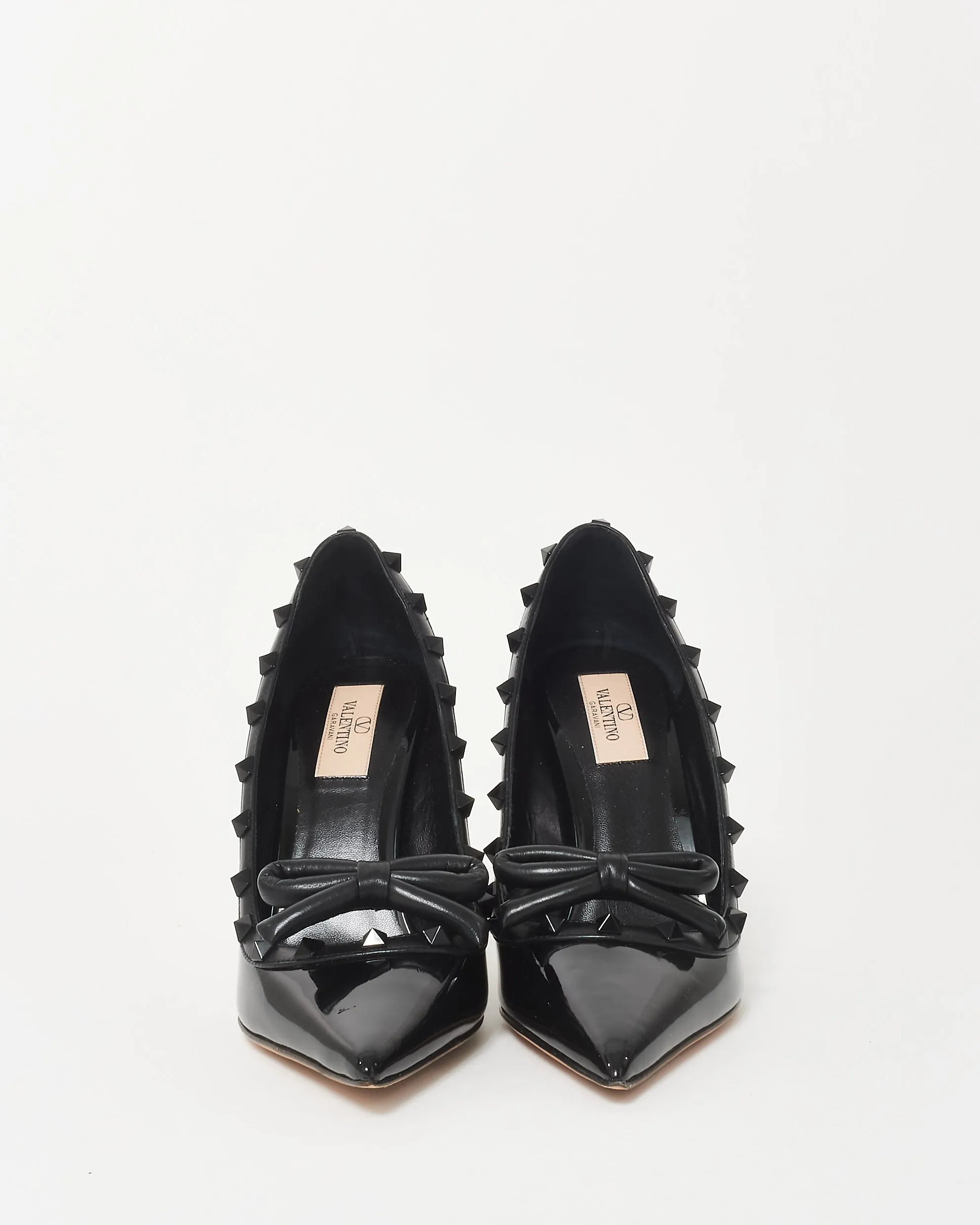 Valentino Black Patent Leather Rockstud Bow Pumps - 38.5