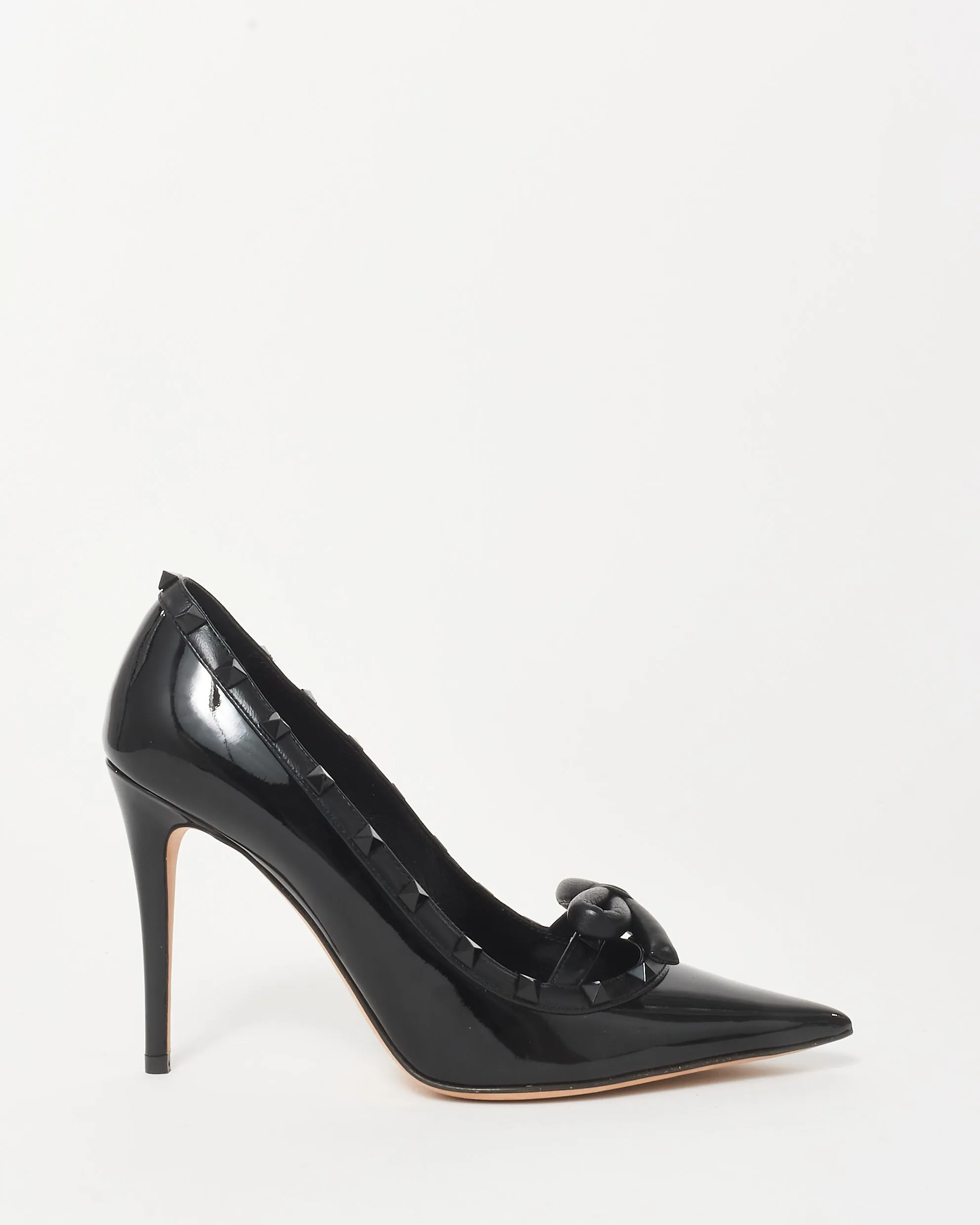 Valentino Black Patent Leather Rockstud Bow Pumps - 38.5