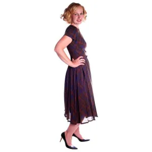 Vintage Blue/Brown Plaid Dress & Jacket Jane Derby 1950s 36-28-Free