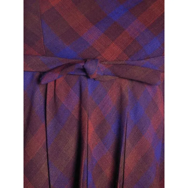 Vintage Blue/Brown Plaid Dress & Jacket Jane Derby 1950s 36-28-Free
