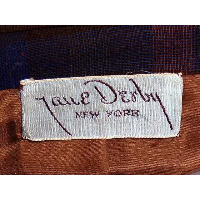 Vintage Blue/Brown Plaid Dress & Jacket Jane Derby 1950s 36-28-Free