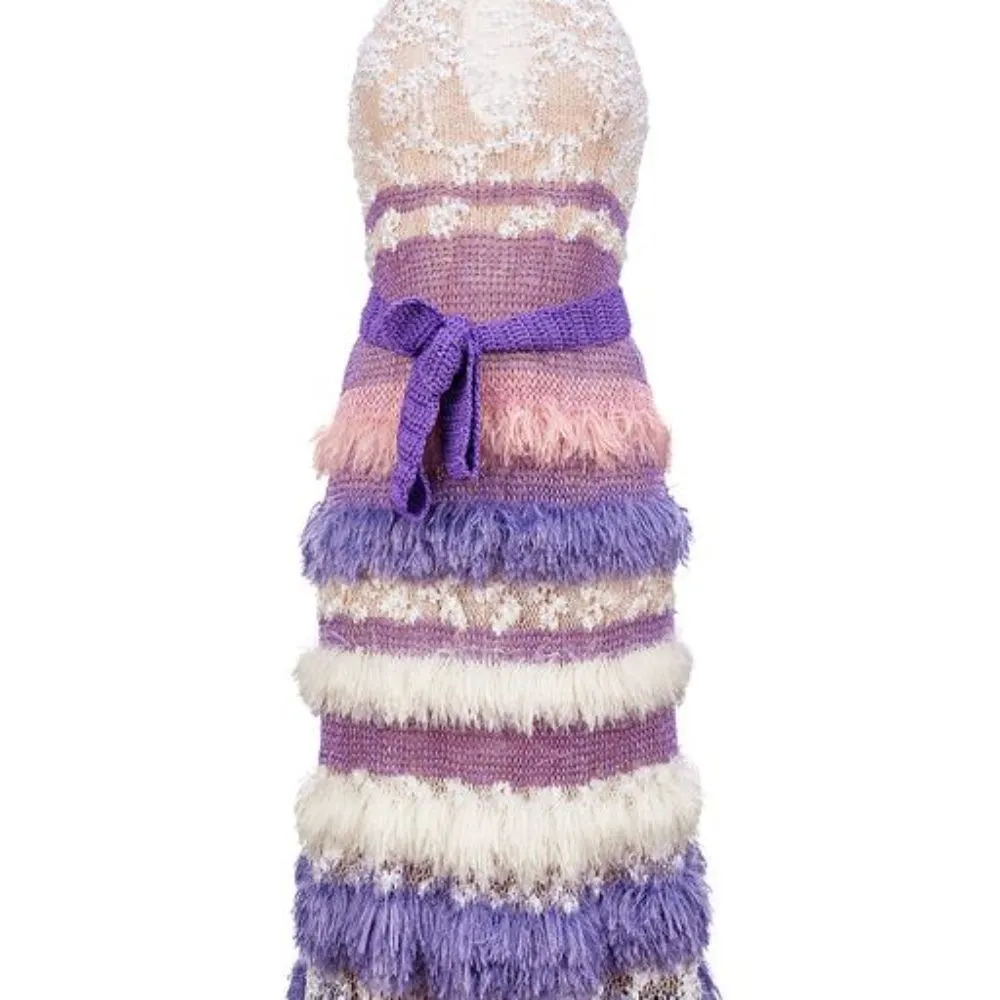 Violet Multicolor Handmade Knit Dress