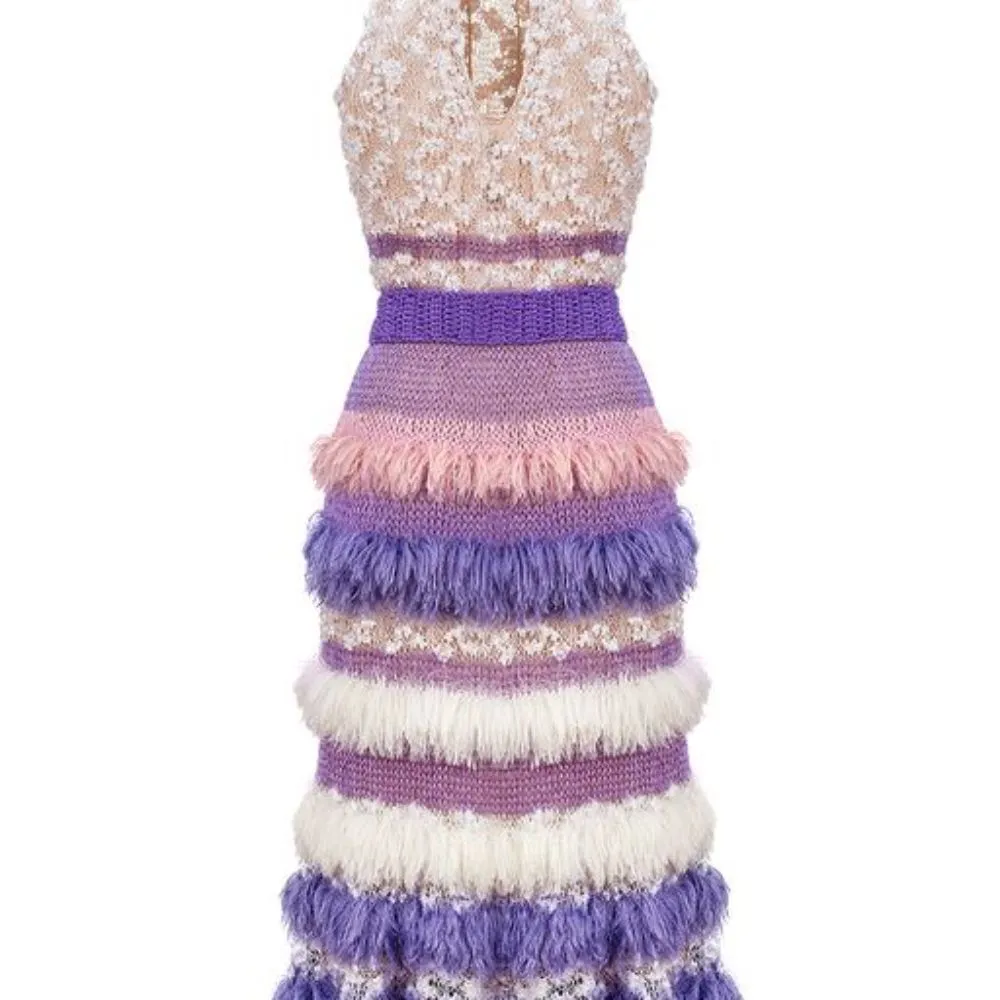 Violet Multicolor Handmade Knit Dress