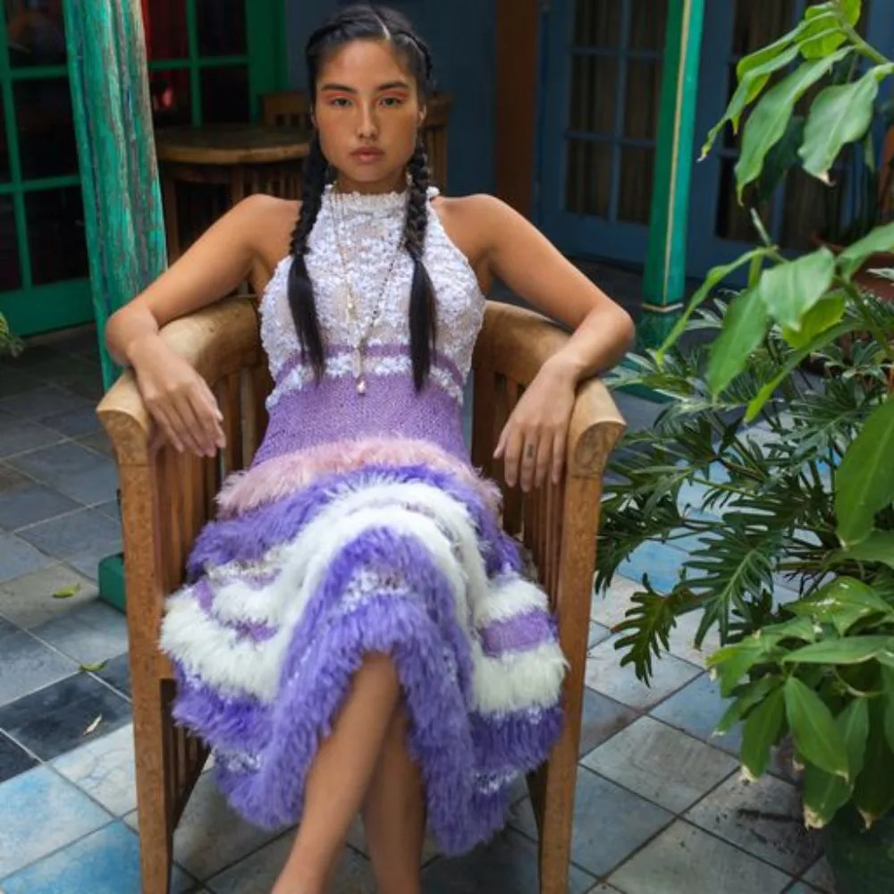 Violet Multicolor Handmade Knit Dress