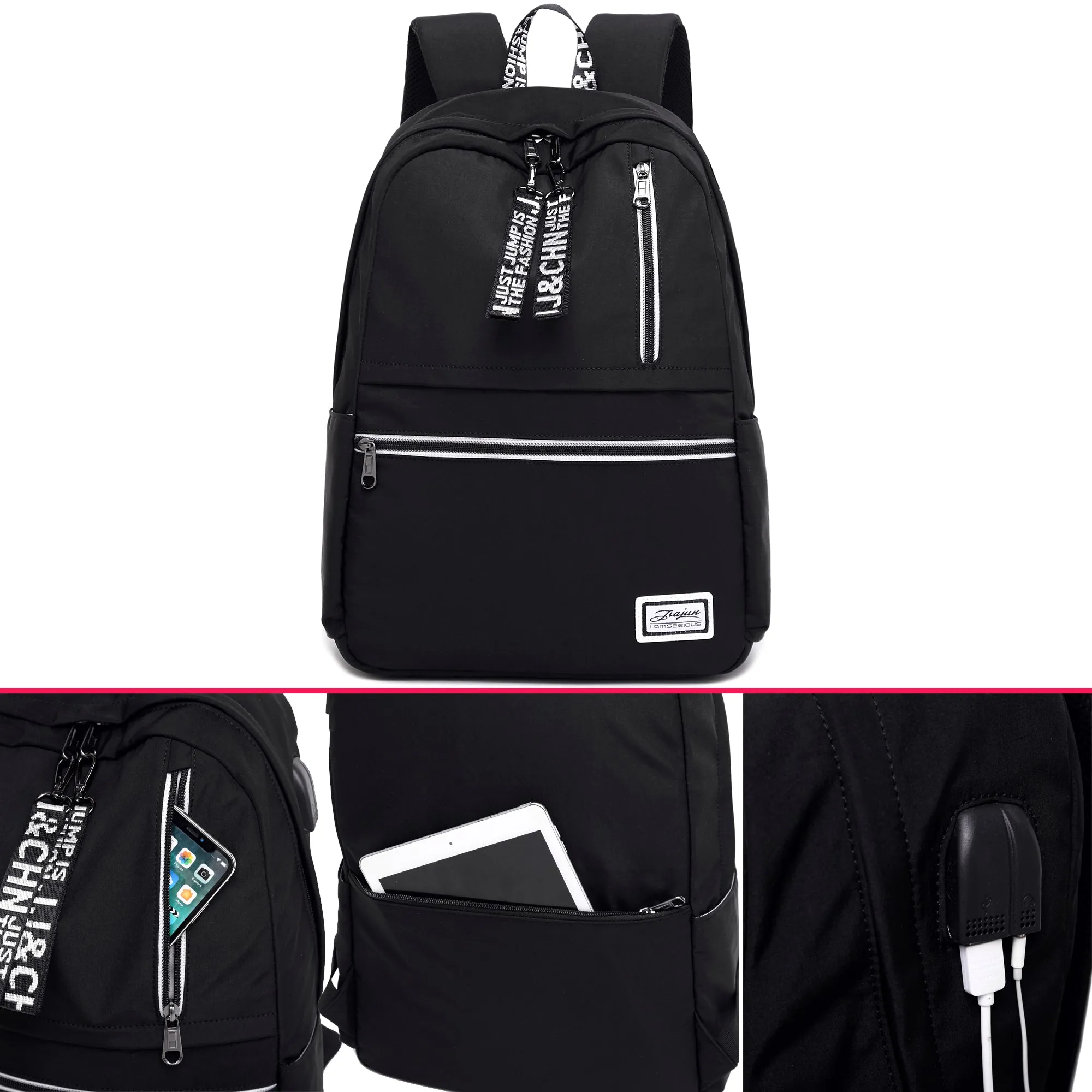 Waterproof Backpack with Charger for Travel Teens Girls School Bookbag