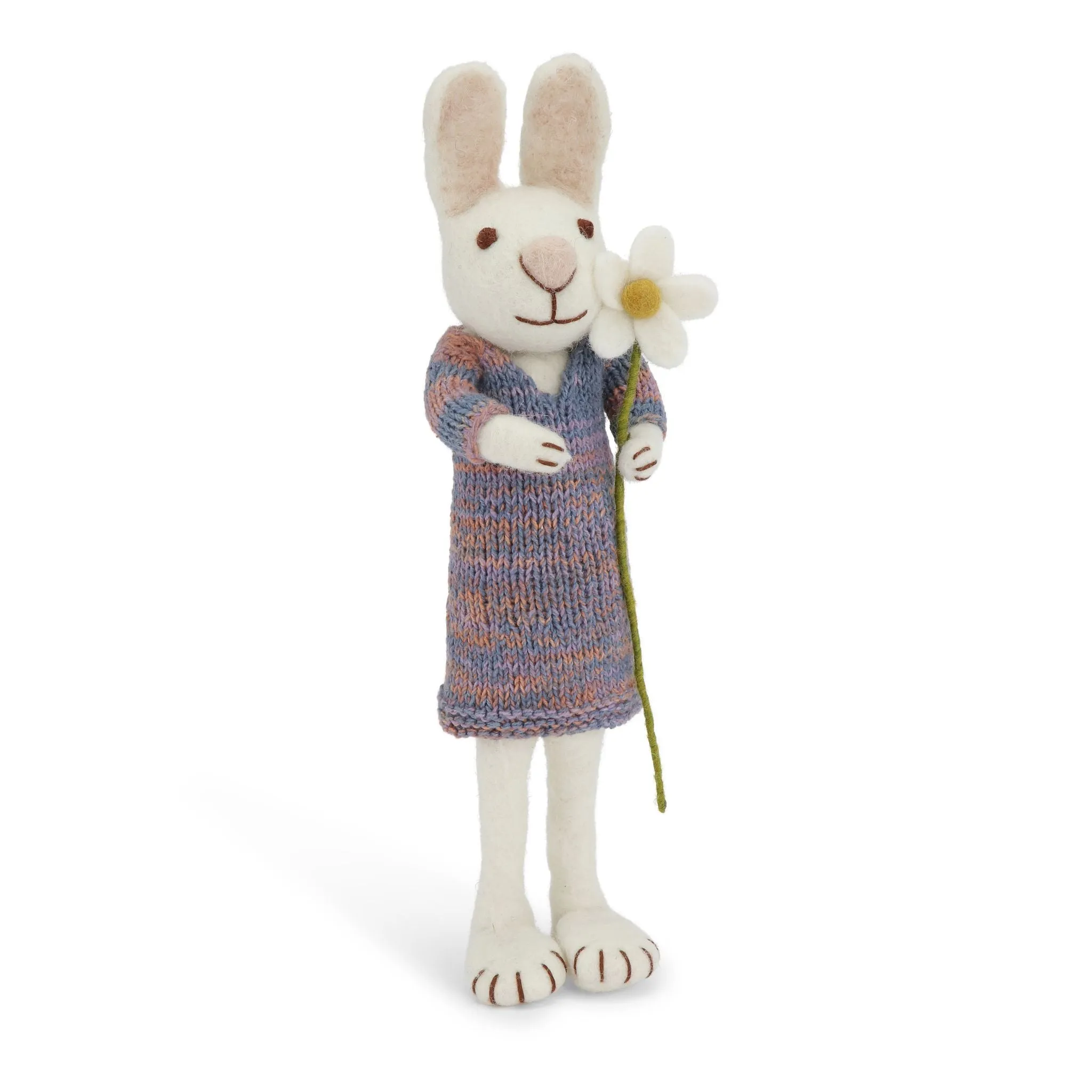 White Bunny With Multicolored Dress & Marguerite, Big