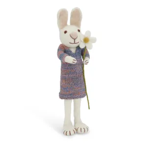 White Bunny With Multicolored Dress & Marguerite, Big