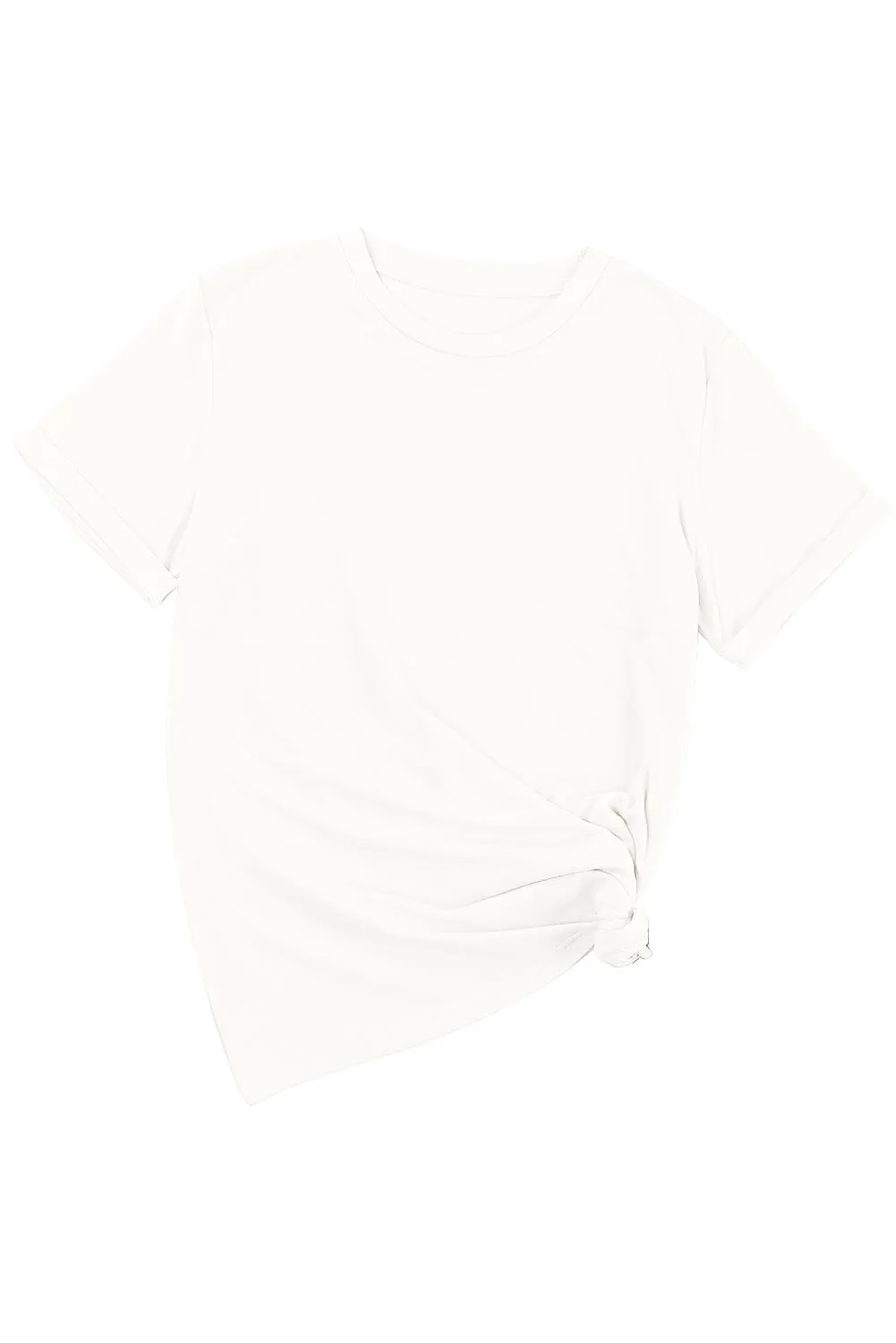 White Casual Plain Crew Neck Tee