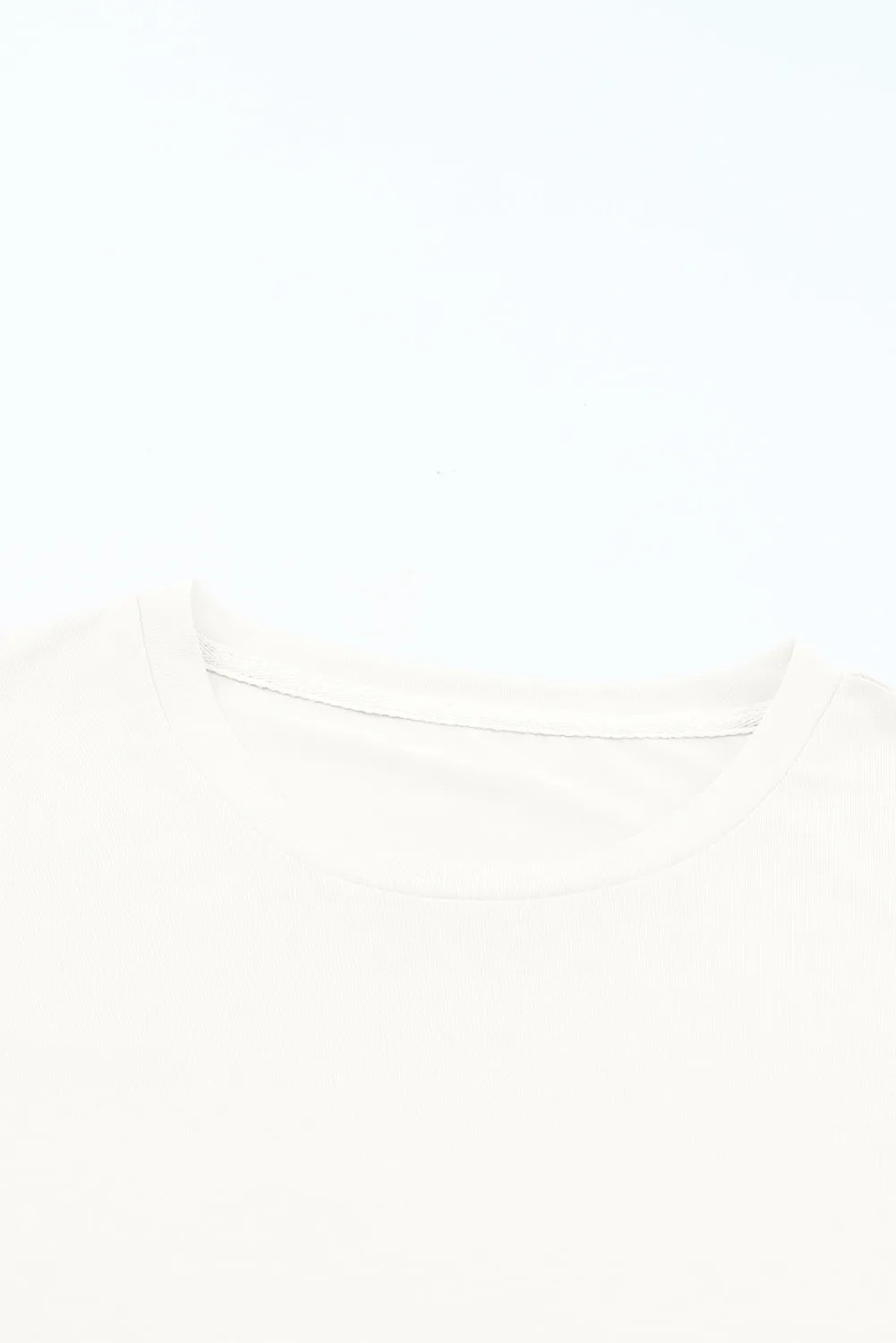 White Casual Plain Crew Neck Tee