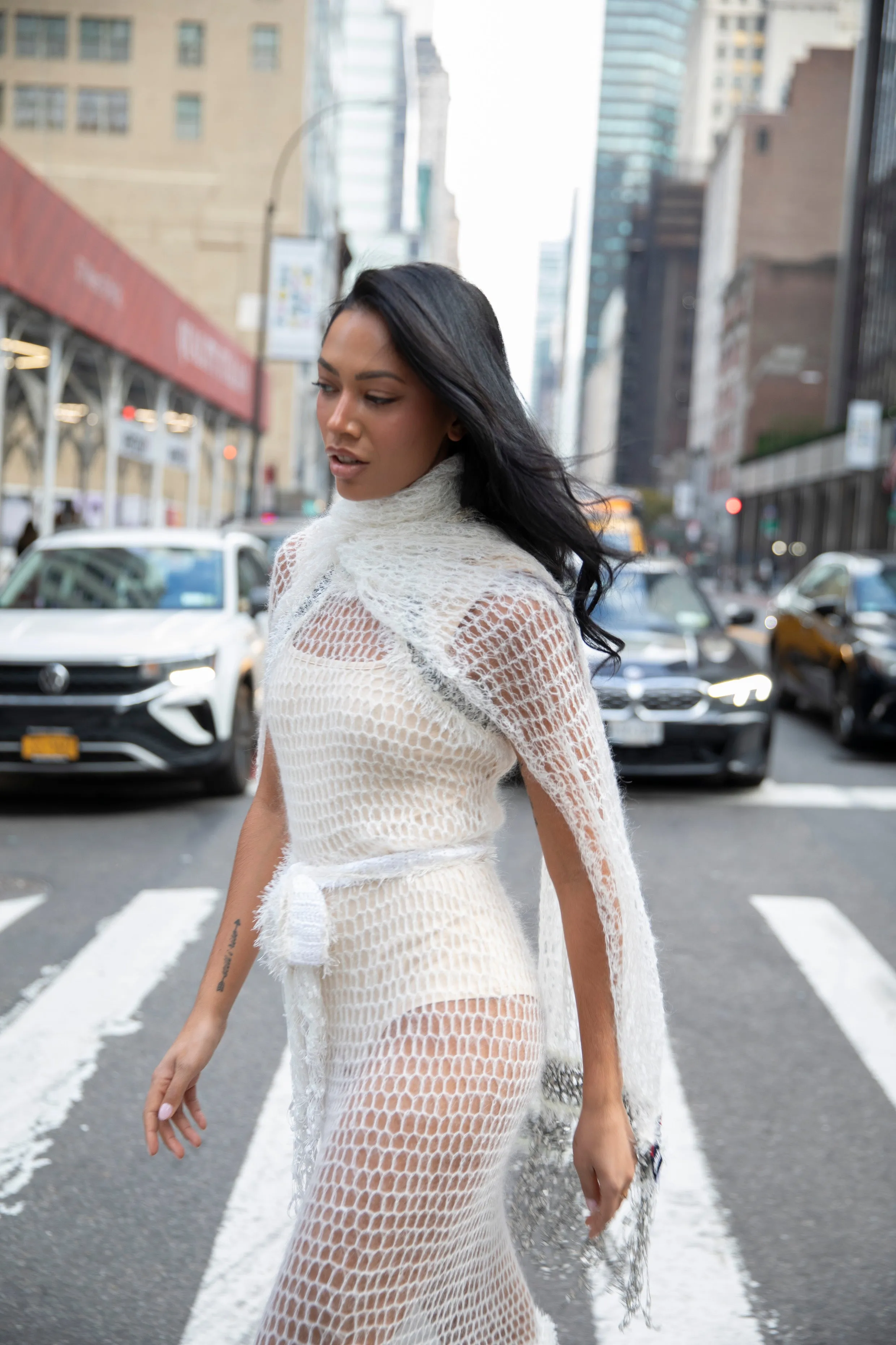 White Rose Handmade Knit Dress