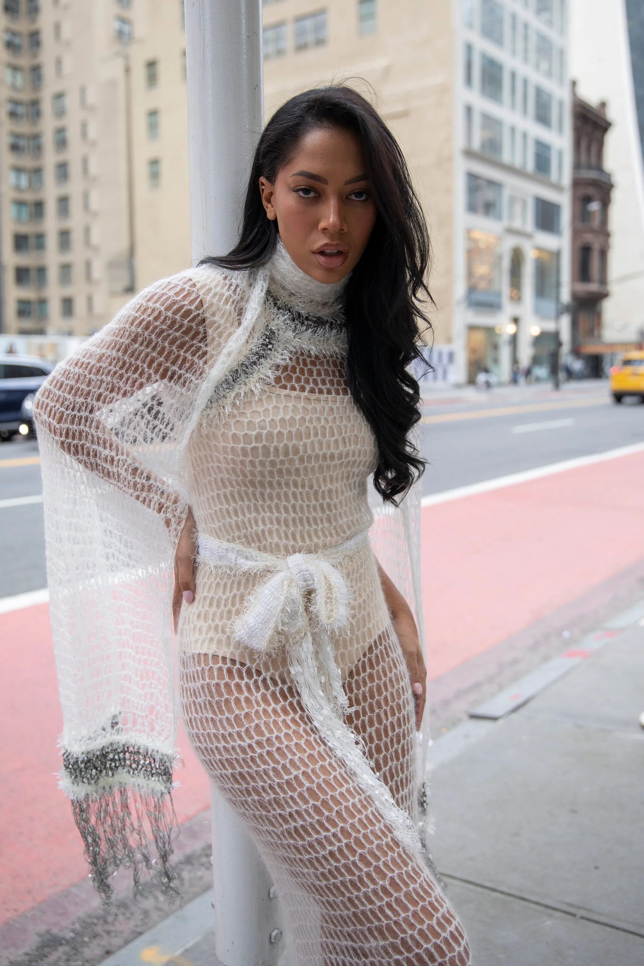 White Rose Handmade Knit Dress